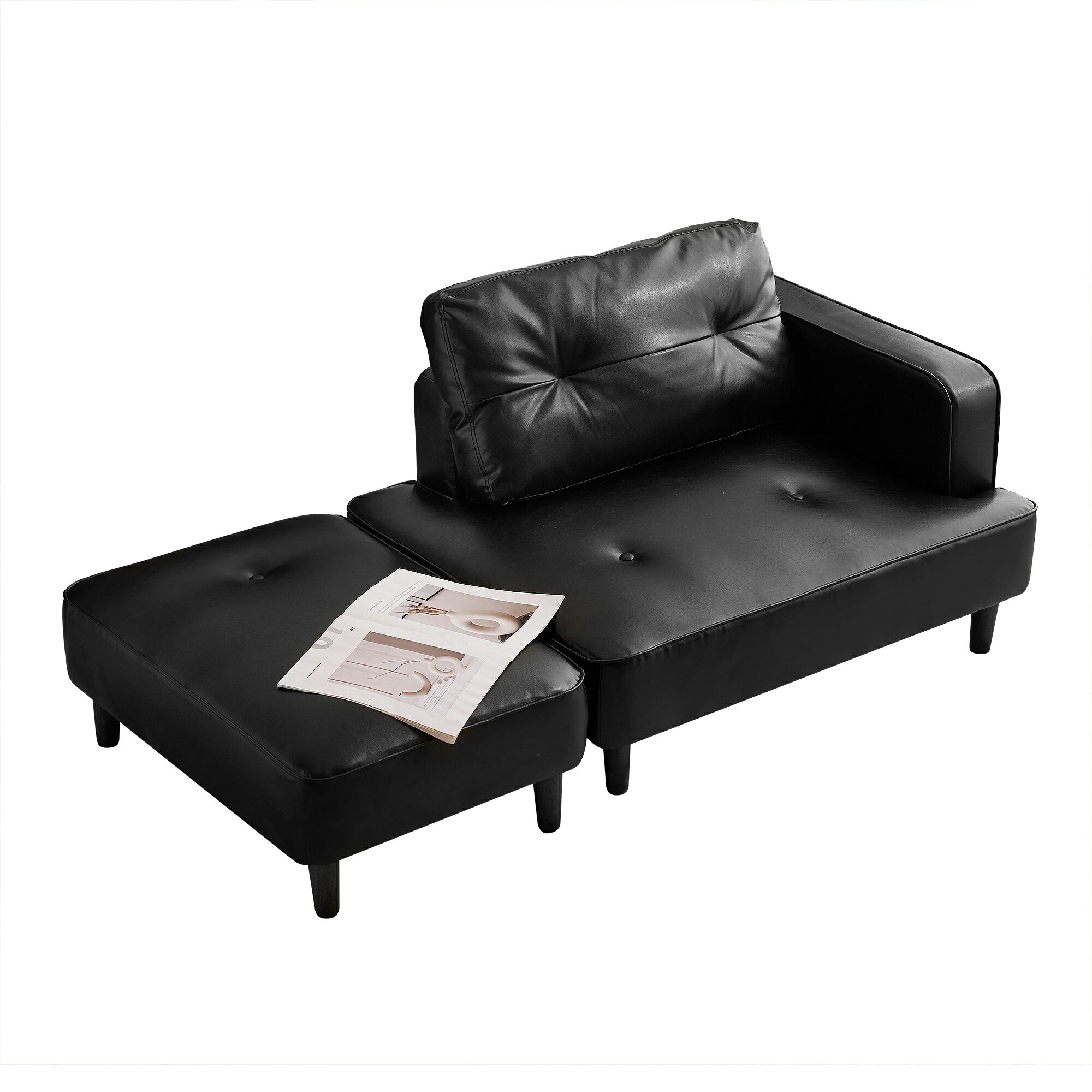 2-3人掛けソファー L字ソファー　組み合わせ ソファ 多機能ソファベッド PUレザー カウチ 自由レイアウ..