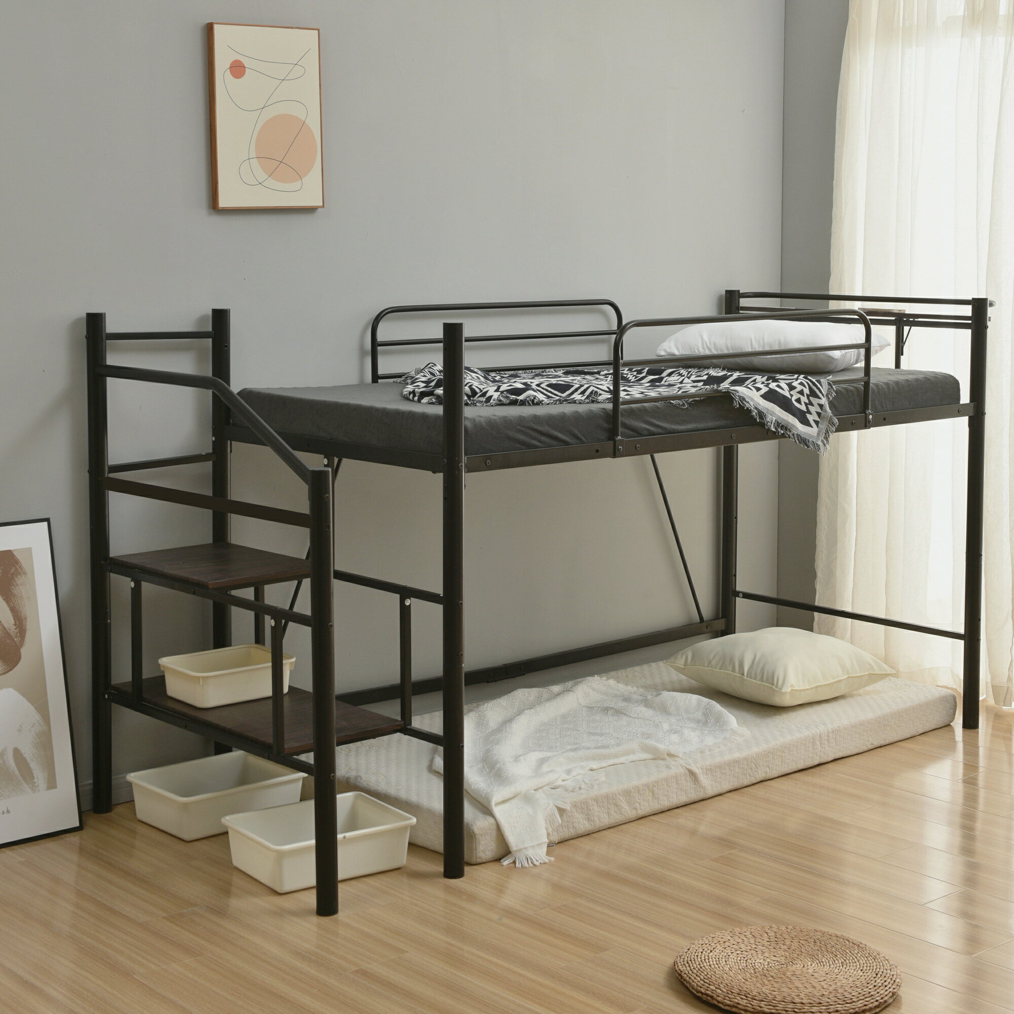 【パイプ床板 Sシングル】ロフトベッド パイプベッド シングル 耐荷重150kg 高さ130cm ハイベッド ロフ..