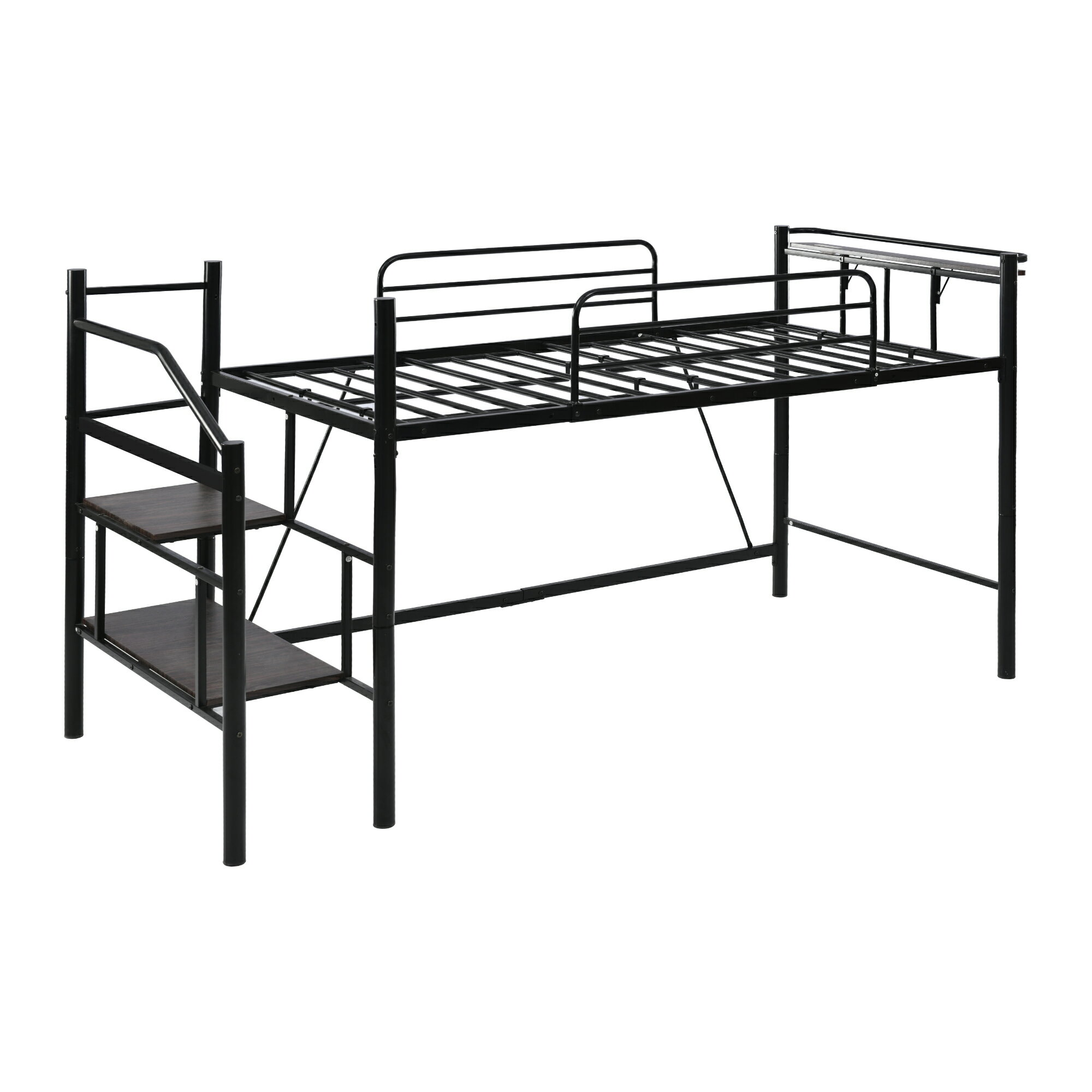 【パイプ床板・Sシングル】ロフトベッド パイプベッド シングル 耐荷重150kg 高さ130cm ハイベッド ロフトベッドロータイプ 棚 収納 北欧風 大人 一人暮らし 子供部屋 送料無料 スチール 耐震 ベッド シングル