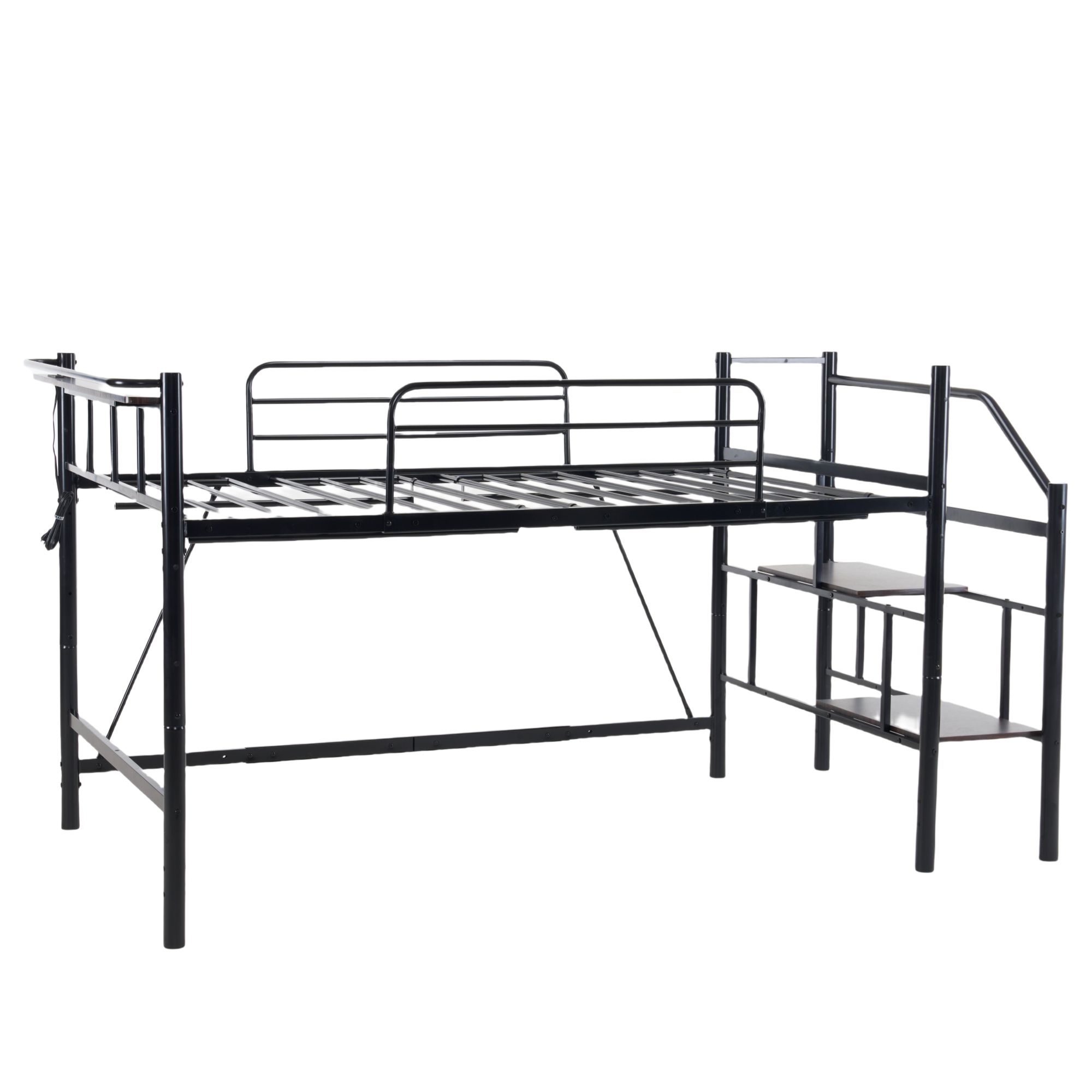 【パイプ床板・SDセミダブル】ロフトベッド パイプベッド セミダブル 耐荷重150kg 高さ130cm ハイベッド ロフトベッドロータイプ 棚 収納 北欧風 大人 一人暮らし 子供部屋 送料無料 スチール 耐震 ベッド セミダブル