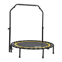 補助手すり付き トランポリン 耐荷重110kg 102cm ゴム ダイエット器具 健康器具 折りたたみ おもちゃ エクササイズ フィットネス 室内運(4)
