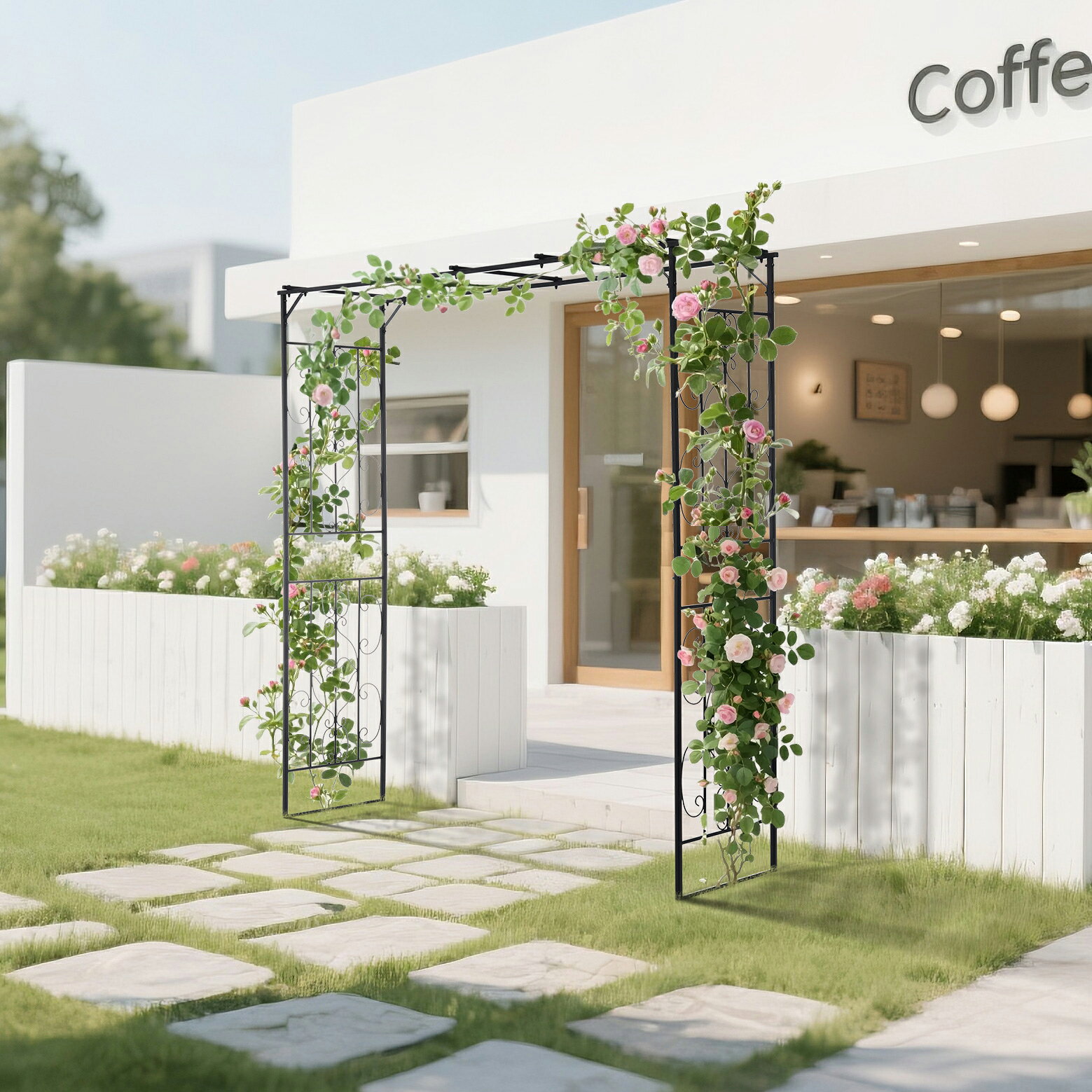 ガーデンアーチ ローズアーチ 園芸 ガーデニング用品 ガーデン ファニチャー スチール 鉄製 薔薇アーチ..