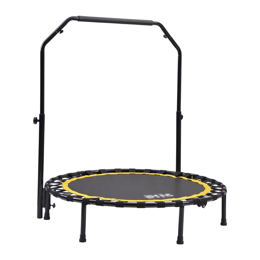 【送料無料】【イエロー】補助手すり付き トランポリン 耐荷重110kg 102cm ゴム ダイエット器具 健康器具 折りたたみ おもちゃ エクササイズ フィットネス 室内運動 あそび 家庭用 子供用 大人用 有酸素運動 イエロー