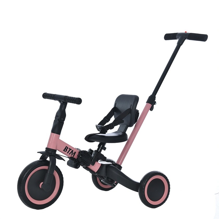 【送料無料】子供用三輪車 ピンク 4in1 三輪車のりもの 押し棒付き 自転車 おもちゃ 乗用玩具