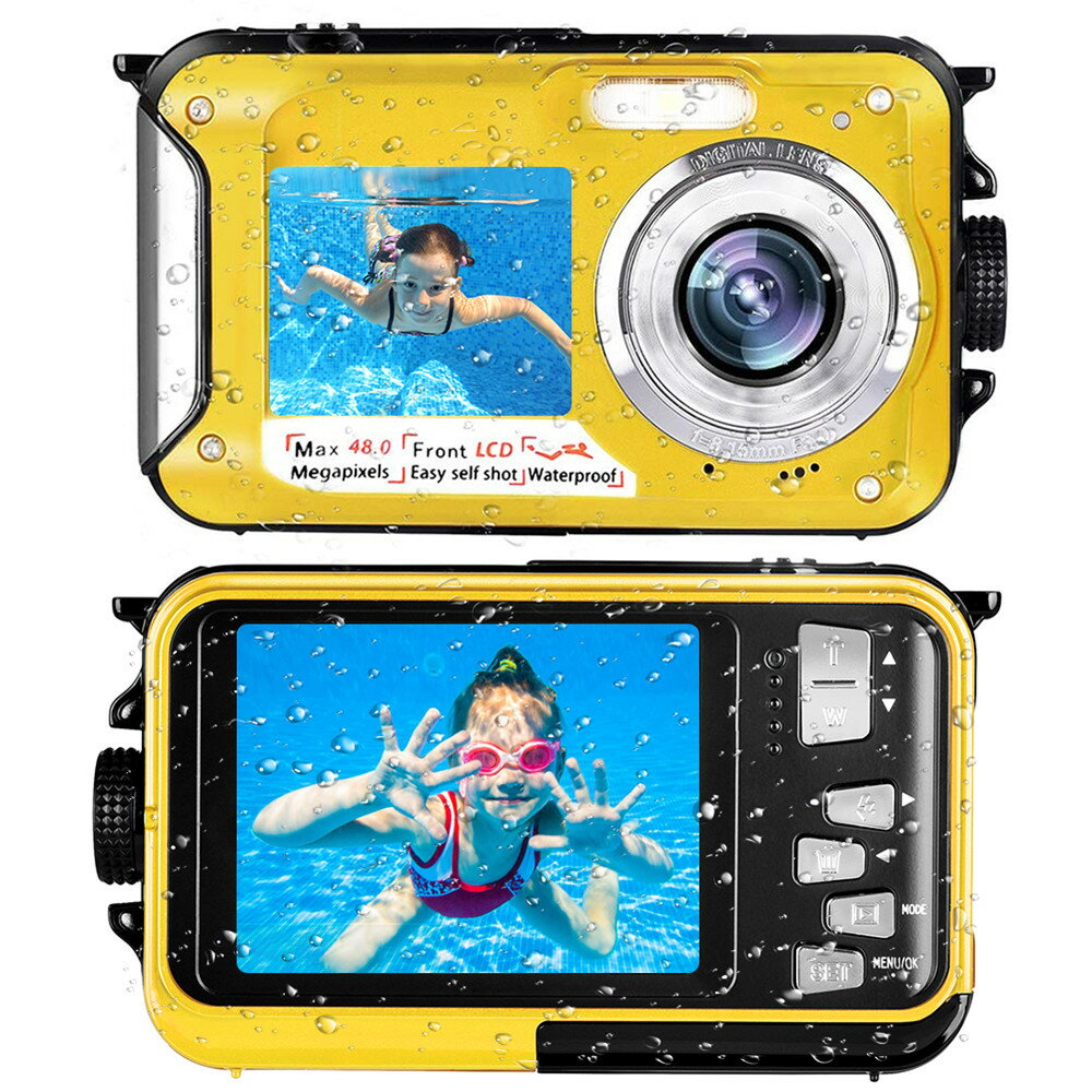 防水カメラ デジカメ 防水 水中カメラ デジタルカメラ フルHD 2.7K 48MP スポーツカメラ デュアルスクリーン オートフォーカス デジカメ 水に浮く プレゼント 父の日 小学生 女の子 男の子 こどもカメラ キッズ 誕生日 贈り物 プレゼント