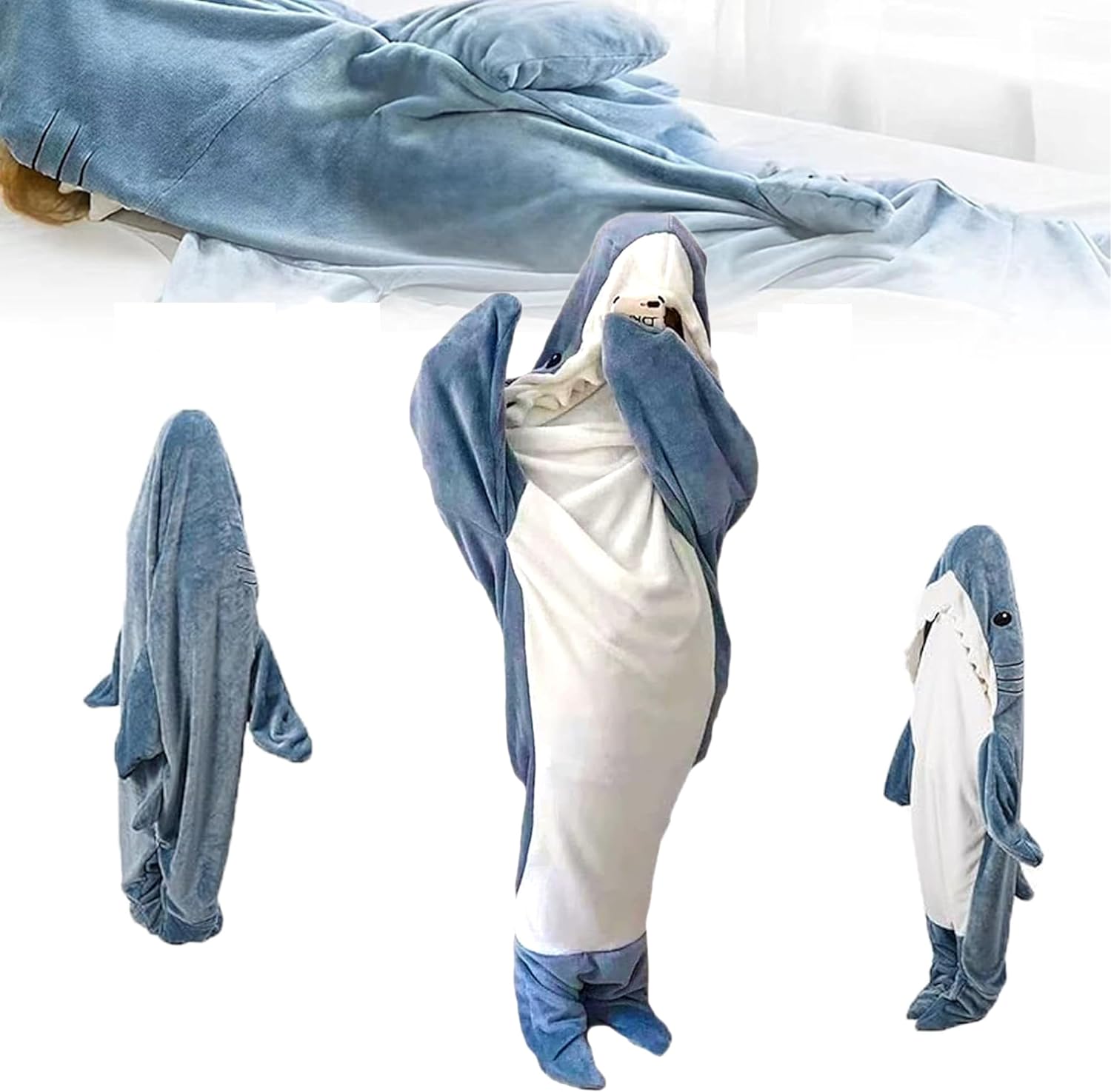 【送料無料】シャーク ブランケット サメ寝袋 サメブランケット大人用 着る毛布 サメ アニマルブランケット 寝袋 女性 子供/大人用 ウェアラブルフランネルブランケット 柔らかい おしゃれ サメ パジャマ ふわふわ 冷房対策 暖かい 冬夏可用