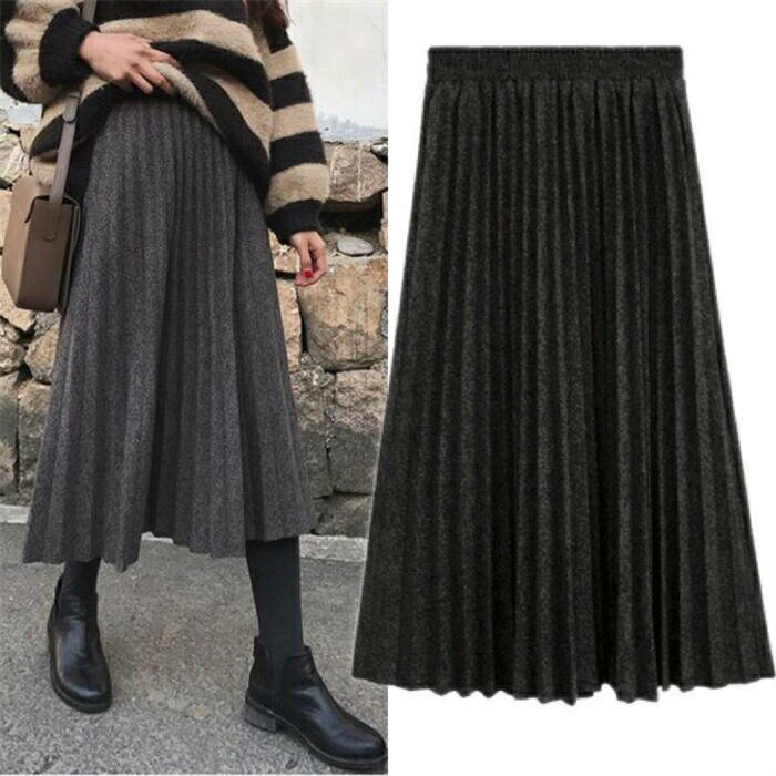 樂天商城 - スカート ロング スカート無地 Aライン レディース ボトムス 膝丈 ロング丈 ロングスカート 秋 冬 ウエストゴム aライン プリーツスカート 大きいサイズ 体型カバー 着痩せ 通勤 OL ミモレ丈 30代 40代 50代送料無料