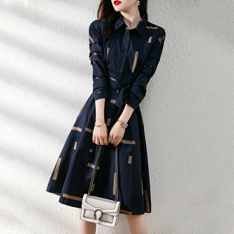 シャツワンピース ロング ワンピース レディース 春 秋 冬 長袖 ゆったり Aライン