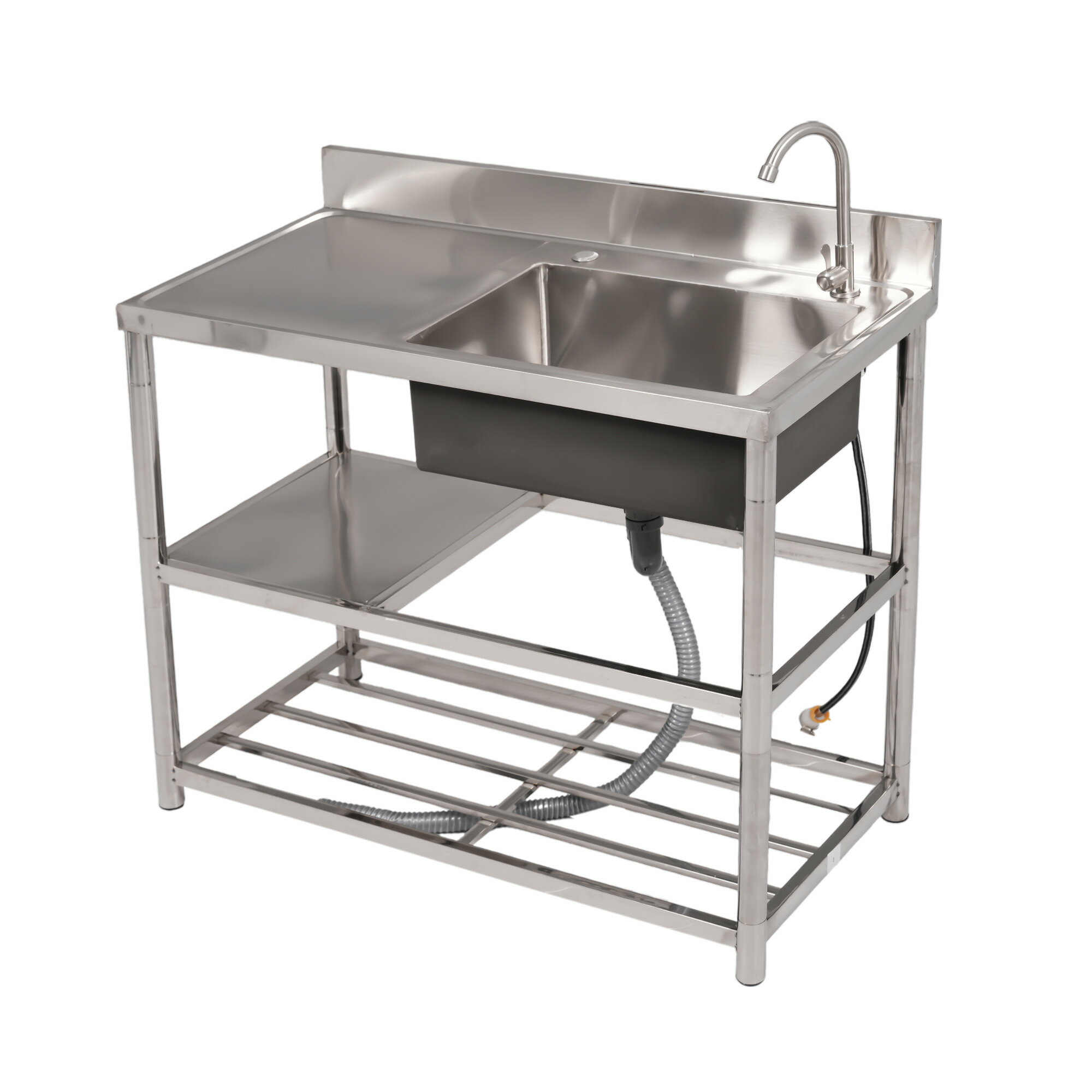 【幅100cm】屋外 流し台 ステンレス ガーデンシンク 作業台 キッチン 台所 屋外 簡易 シンク 組み立て..