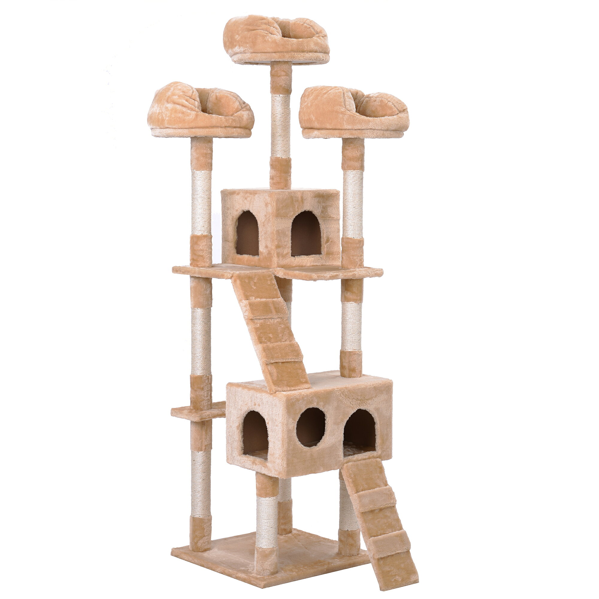 【元SKU:TX020828】キャットタワー 据え置き おしゃれ 全高185cm 爪とぎ 麻紐　豪華なハウス付き 隠れ..