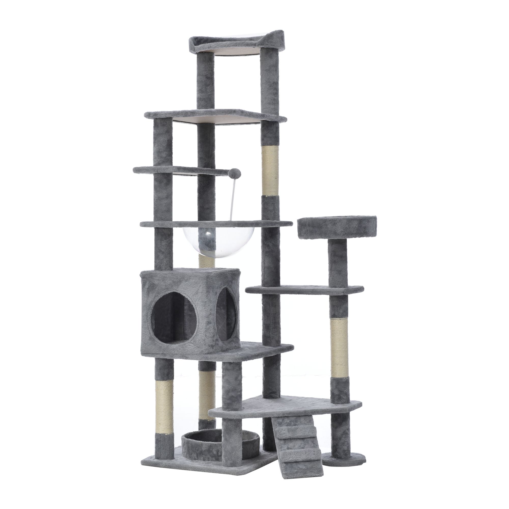 【元SKU:TX300437BAA】据え置き型 麻紐 爪とぎ 多頭飼い 宇宙船キャットタワー 据え置き型 省スペース ..