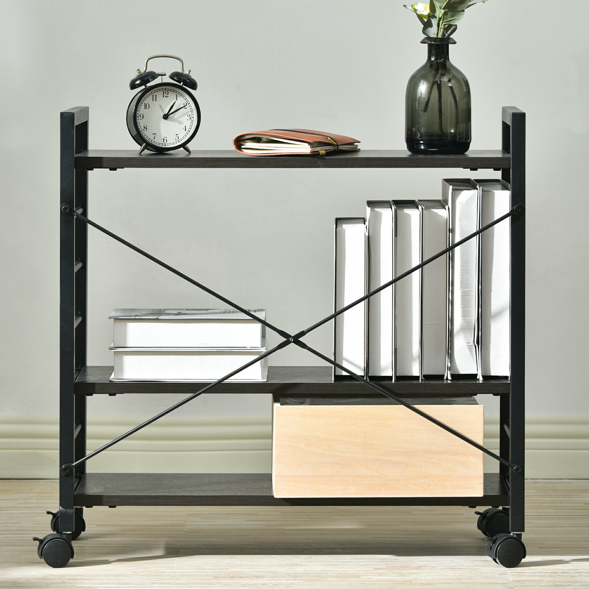 【値上げ予定　10月12日～】【新品登場】【ダークブラウン】パソコンデスク キャスター付きで移動可能..