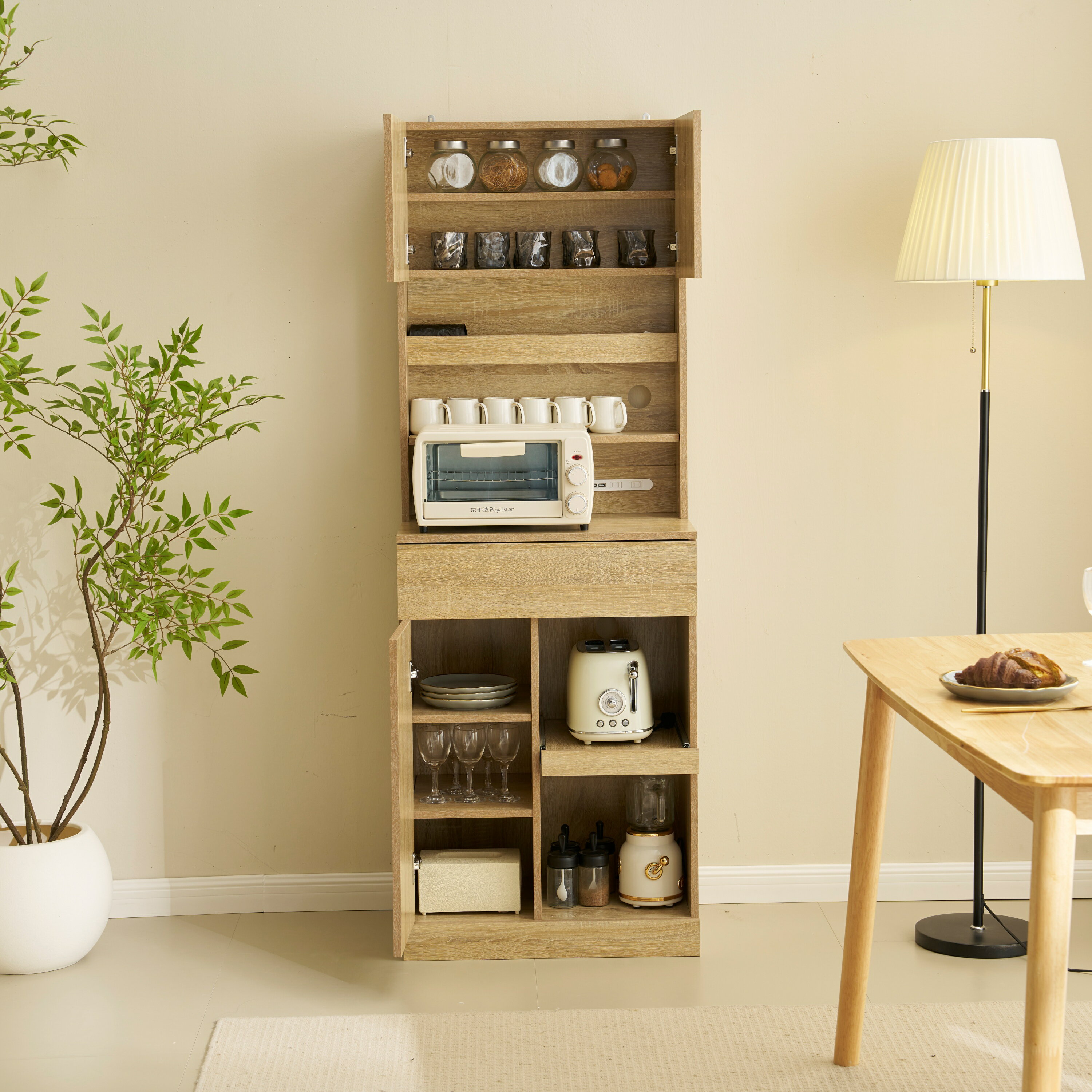 食器棚 キッチンボード レンジボード キッチン 収納 棚 家電収納 キッチン収納 一人暮らし スリム おしゃれ シンプル キッチンボード レ