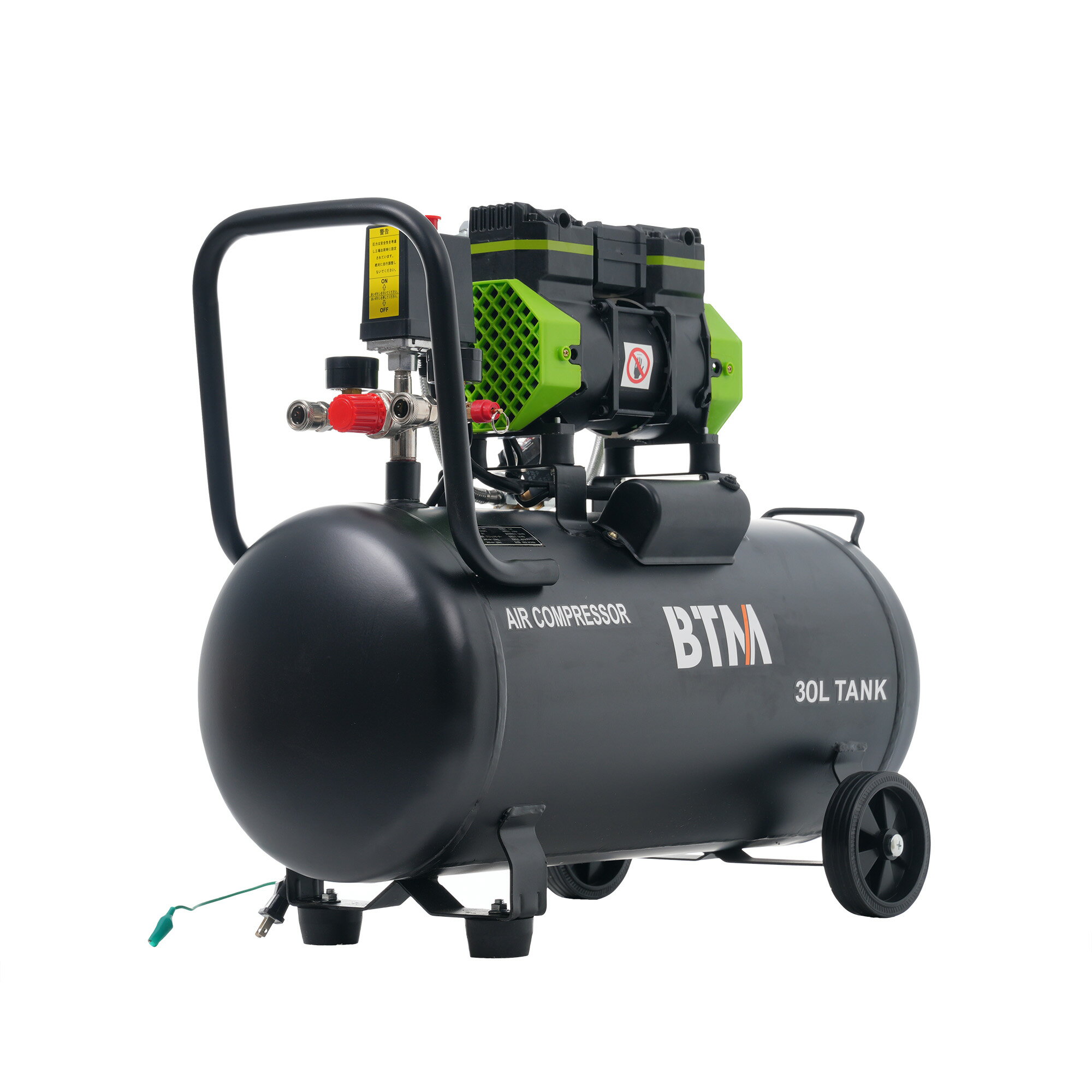 【30L ブラック】エアーコンプレッサーエアコンプレッサー静音 ハイパワー 高速充填 オイルレス コンプ..