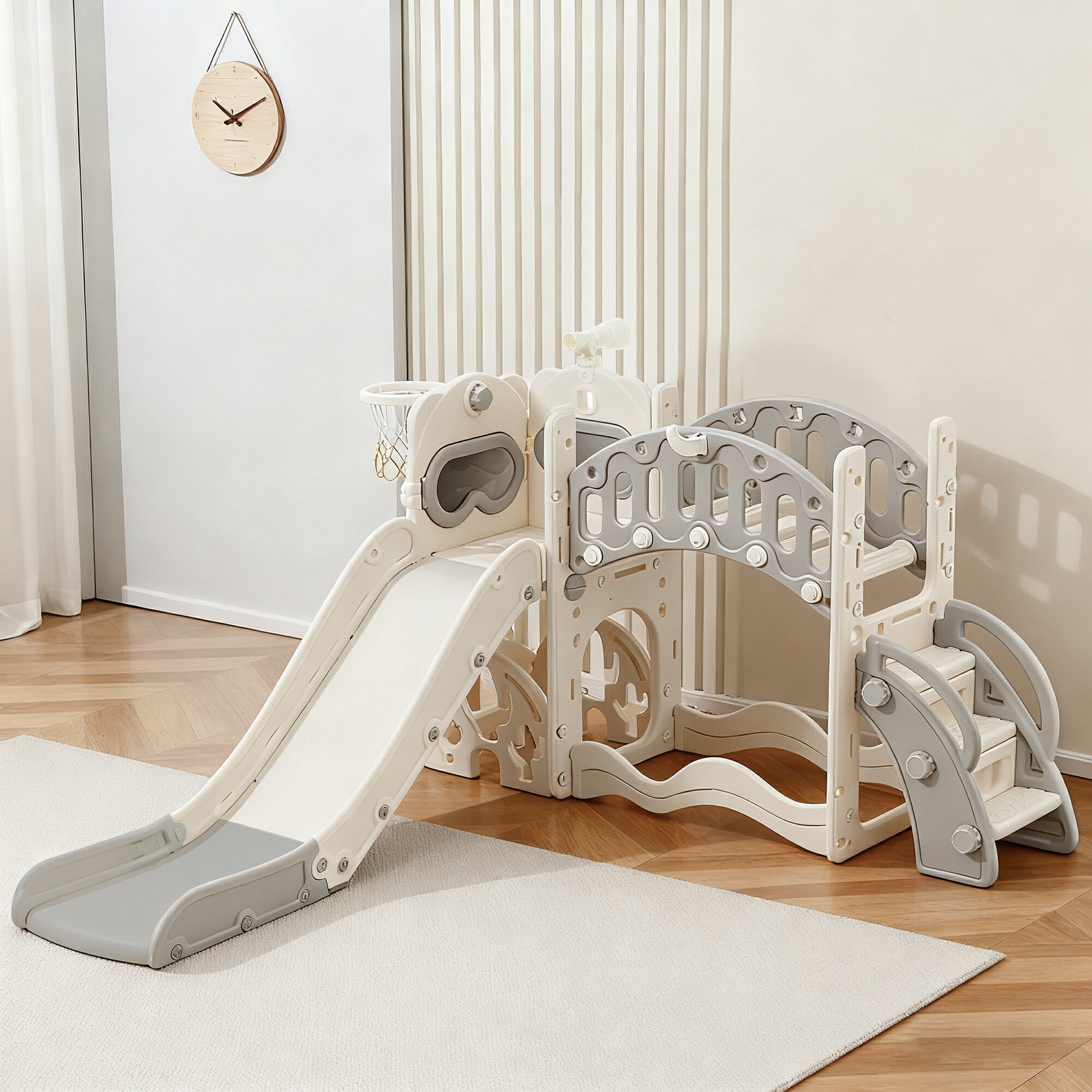多機能ジャングルジム 滑り台 すべり台 幼児用滑り台 バスケットゴール 屋内 室内用 大型遊具 家庭用 ..