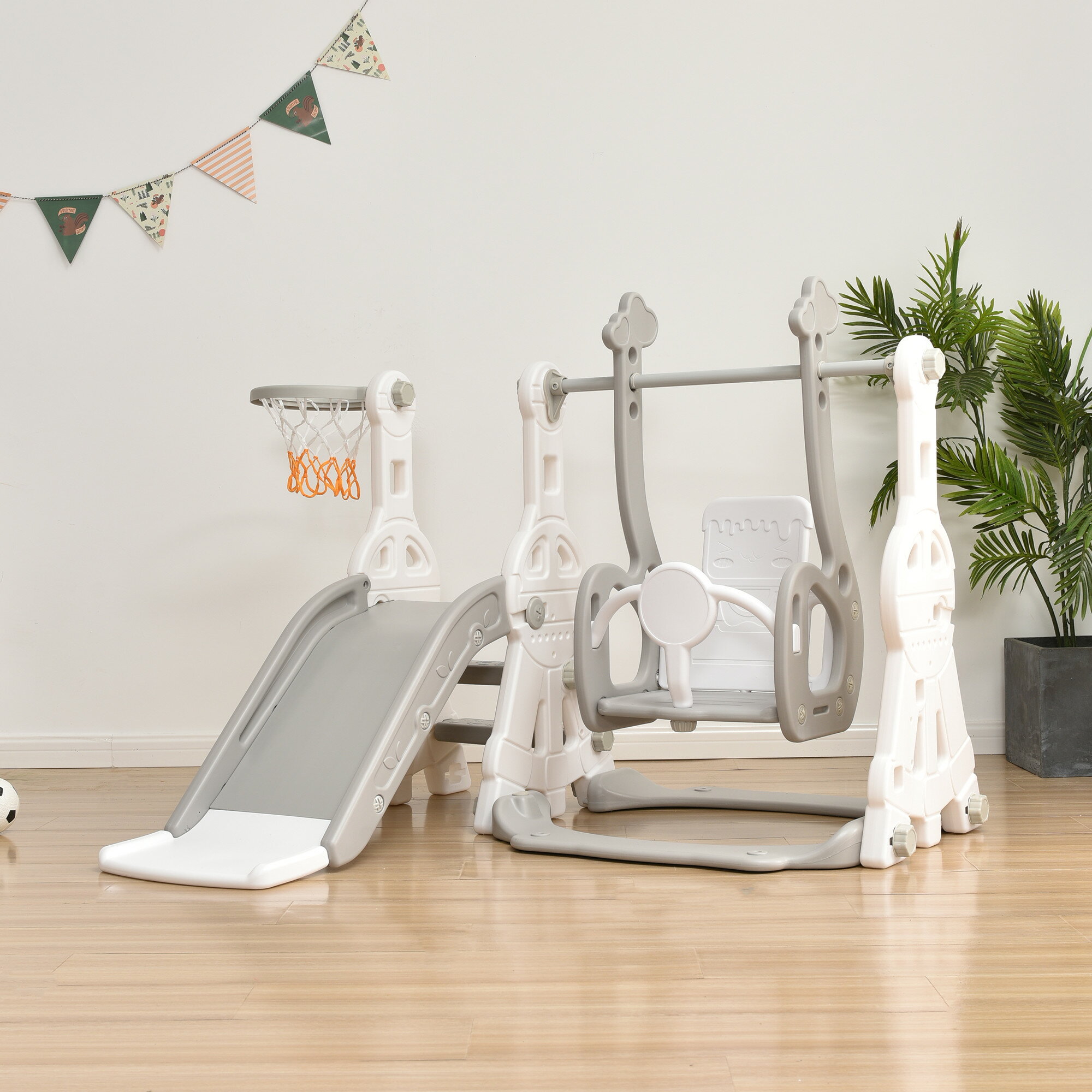 滑り台 すべり台 幼児用滑り台とブランコセット バスケットゴール ブランコ三段階調整可 遊具 室内遊具..