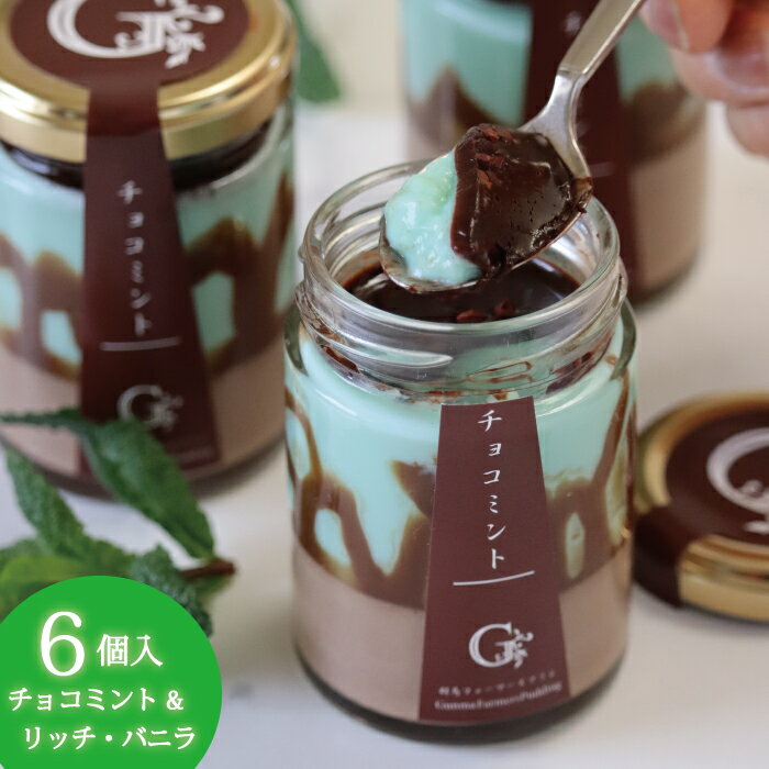 【期間限定】チョコミント ＆ バニラプリン 詰め合わせ 2種(バニラ3個・チョコミント3個) 6個入 群馬ファーマーズプリン お取り寄せ グルメ チョコミント お菓子 スイーツ 送料込（北海道・沖縄別途400円）のサムネイル