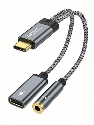 USBCto3.5mmヘッドフォン&充電変換アダプターCableCreationPD60W快速充電付き2in1USB-CtoAuxオーディオジャック有線ヘッドフォン変換アダプターiPhone15/15ProMax