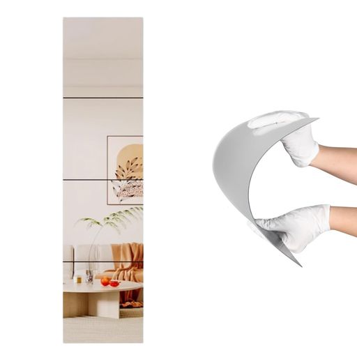 HINACO割れない鏡全身姿見全身鏡ミラー貼れる鏡穴あけ不要軽量浴室玄関壁30cmx30cm4枚セット