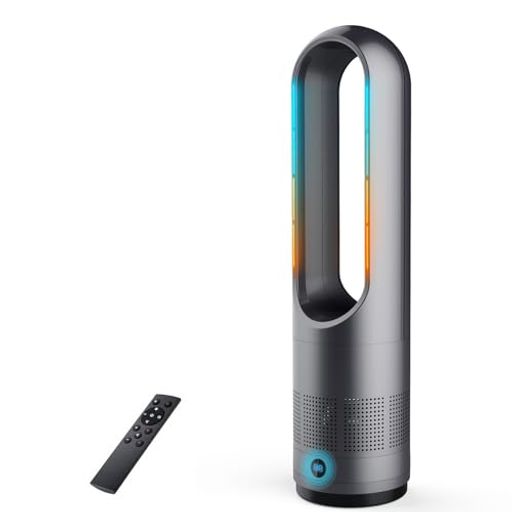 扇風機羽なしタワーファン【2025冷暖兼用・羽根無し】8段階送風&3段階温風切替左右100°首振り9Hタイマー機能温風冷風広範囲送風羽根なしリビング扇風機強力送風大風量リモコン付暖風送…