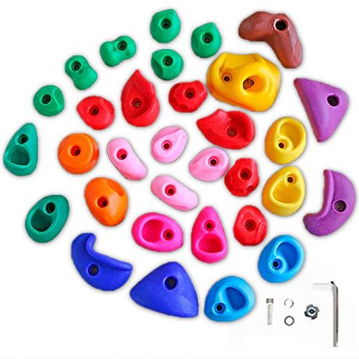 クライミングホールドセット(木壁・パネル用金具付き)ボルダリングホールド子供キッズクライミングウォ..