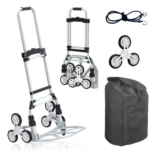 118kg階段登りカート、階段用アルミトロリー台車、折りたたみ式ハンドトラック台車、ミュートホイール..