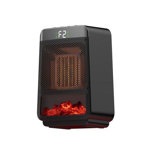 電気ストーブセラミックヒーターミニタイプ2025革新モデル3D炎風デザインLCDディスプレイ足元用ヒーター暖房器具省エネ2秒速暖静音2段階切替過熱&転倒防止ブラック