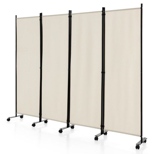 パーテーション間仕切り4連幅225cm高さ173cmキャスター付きベージュ透けないパーティション目隠し衝立..