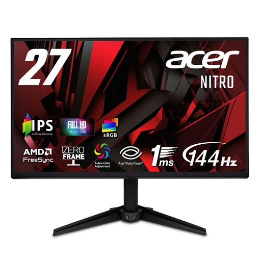 Acer27インチフルHD144Hz1ms(VRB)IPS非光沢sRGB99%AMDFreeSyncブラックブーストVRB対応ブルーライト低減HDMI1.4DisplayPortv1.2スピーカー・ヘッドホン端子