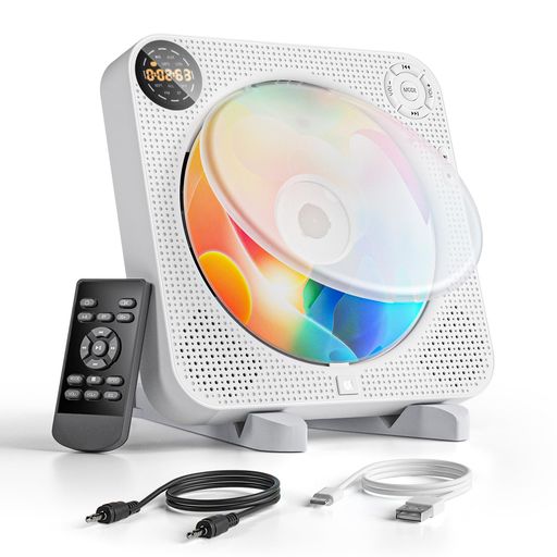 CDプレーヤーBluetoothCDラジカセ壁掛け&卓上式スピーカー内蔵A-Bリピート再生2000mah充電池内蔵USB/TFカード対応AUX接続可能音楽再生/語学学習/胎児教育防塵カバー搭載リモコン付き