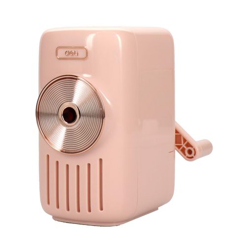 deliE71165A鉛筆削り手動ピンクシンプルレトロデザインコンパクトでおしゃれ自動ペン送り機能付上部な..