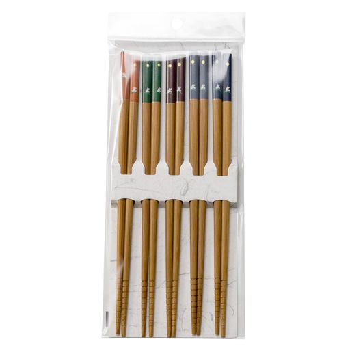 アサヒ興洋箸22.5cmピンク/レッド/グリーン/グレー/ブルー5膳入すべり止め加工日本製木製スス竹うさぎ..