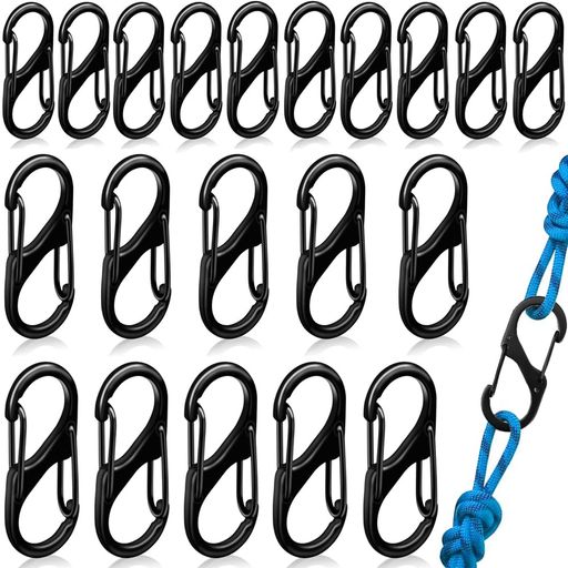 カラビナS字型20個セットフック小型軽量両側バネ設計生活雑貨盗難防止紛失防止両手が自由おしゃれカラ..