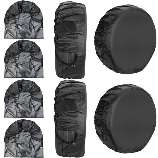 Ailunateタイヤカバー4枚セットタイヤホイールカバー車洗車屋外日よけ防水4本雨紫外線劣化防止汚れ雪凍結対策(ブラック外径73cm)