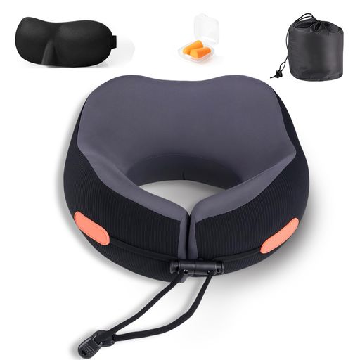 ネックピロー飛行機2025年の首枕旅行人間工学に基づく設計一体式収納袋、耳栓・アイマスク・トラベルピ..