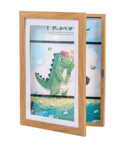 [Simplejoys]アートフレームパネル子供の絵を飾る子供作品収納フォトフレーム壁掛けフォトフレーム額縁a4木製ボックス作品収納ケースアートパネルオシャレ壁掛け(ナチュラル2個セット)