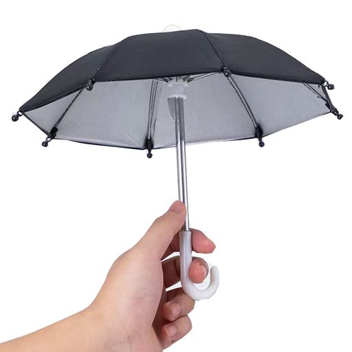 自転車スマホホルダーに付き傘ブラック可愛い黒ミニ傘防雨遮光日除け日焼け止め丈夫スマートフォン、携帯、スマホ保護展開直径が27cm日本語説明書付き(ブラック)(4)