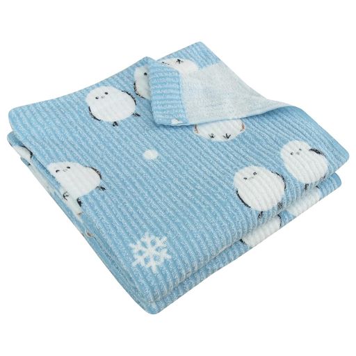 リヴェールタオルケットシングルシマエナガ柄夏用ブランケット綿混140x190cm洗える速乾かわいい小鳥(ブ..