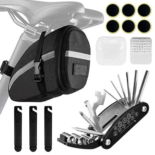 Kanoki自転車バッグ自転車サドルバックフレームバッグ防水1.2L容量テールライトハンガー付きパンク修理..