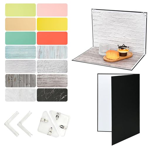 ohbien撮影用背景シート背景紙+反射板セット42x29cm7枚14色両面背景紙3面レフ板白黒銀組み合わせ使用可..