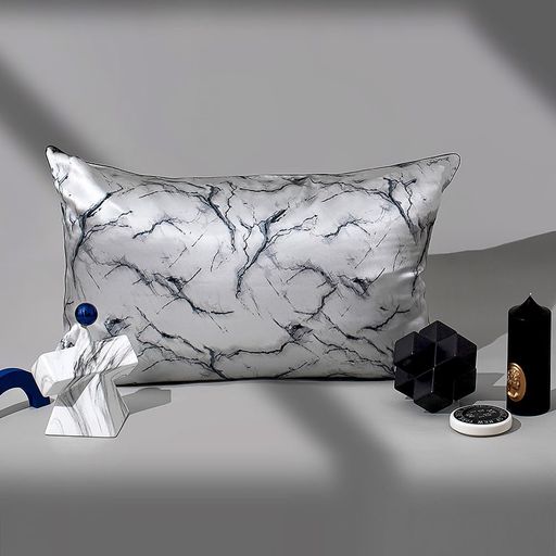 THXSILKシルク枕カバー大理石柄ピローケース片面100%シルク裏面テンセル付き隠しジッパー最高グレード6..