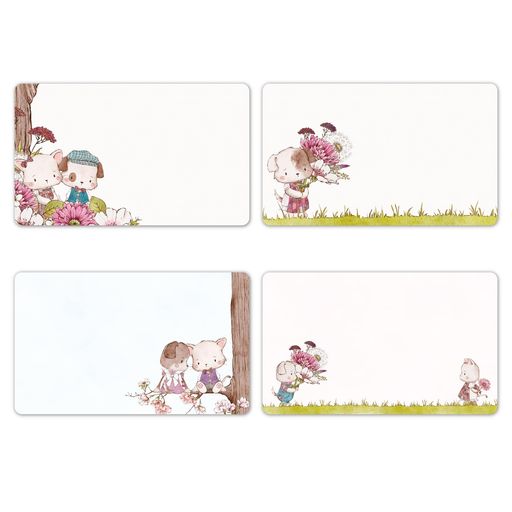 gift-ippoメッセージカードミニ名刺サイズ100枚花ありがとうかわいいサンキューお礼犬猫(バラエティパック)