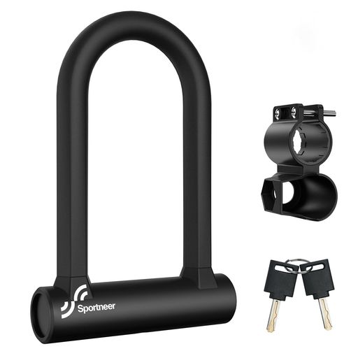 Sportneer自転車鍵U字ロック電動アシスト自転車ママチャリロードバイク丈夫頑丈便利固定ブラケット付き..