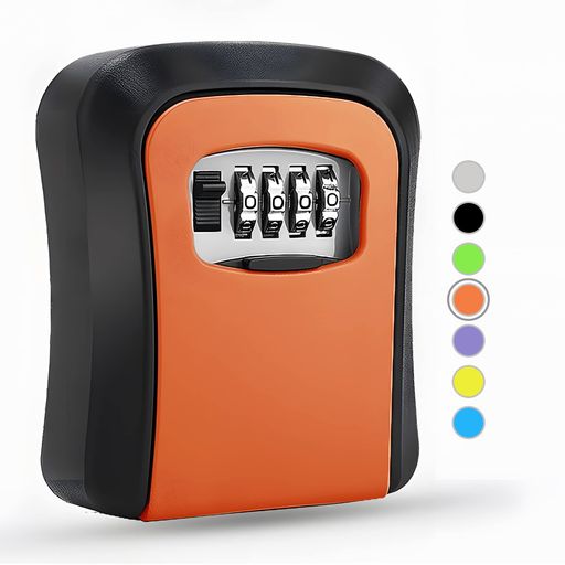 ZHEGEダイヤルシキキーボックス壁掛け鍵収納ボックス4桁暗証番号ノーマルキー5個収納小型(オレンジ)