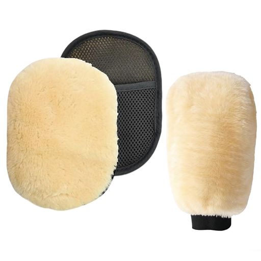 DACAIFH洗車用ウール手袋柔らかくふわふわ洗車用スポンジ傷防止塗装面を傷つけず泡立ちやすい塗り広げやすい繊維が落ちない高効率洗浄車両用クリーニング手袋洗車セット3点セット(2)