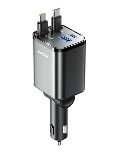 【巻き取り式・2本USB-C】JOYROOM車載充電器巻き取り式充電ケーブル車シガーソケット69W【4台同時充電・超コンパクト設計】カーチャージャー急速充電12V/24V対応iPhone/Android対応