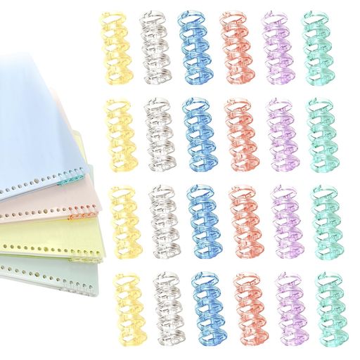 ルーズリーフリング24個セット5穴ルーズリング6色入穴径15mm簡単取り外し可能A4/A5/B5用紙対応カラフル..