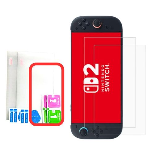 NintendoSwitch2用液晶画面保護強化ガラス保護フィルム9H硬度2枚セット簡易包装(2pcs+補助フレームSwit..
