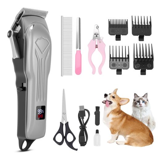 犬用バリカン、4段階スピード電動ペット用バリカン足裏、コードレス充電式ペット犬トリミング、猫犬ト..