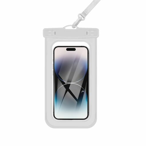 スマホ防水ケース透明プ調節可能首かけタッチ操作高透過率水中撮影顔認証最大7.0”スマホに対応可能潜水水泳雪お風呂温泉適用(1枚セット白)